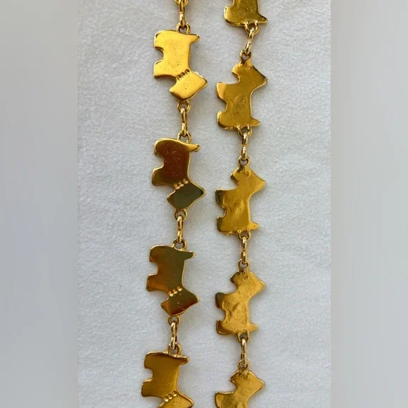 πΆGoldtone Scotty/Westie Dog Metal Link Chain Belt, adjustable, 38β, EUC - Picture 9 of 10